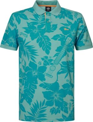 Petrol Industries - Heren All-over Print Polo Verdant - Blauw - Maat XXXL