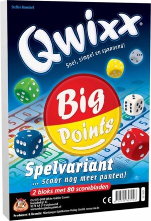 Qwixx Big Points - dobbelspel - Uitbreiding - 2 scorebloks met 80 scorebladen