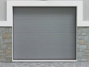 Sectionale garagedeur grijs gegroefd effect met motor - NORIA L 243 cm x H 199 cm x D 4 cm